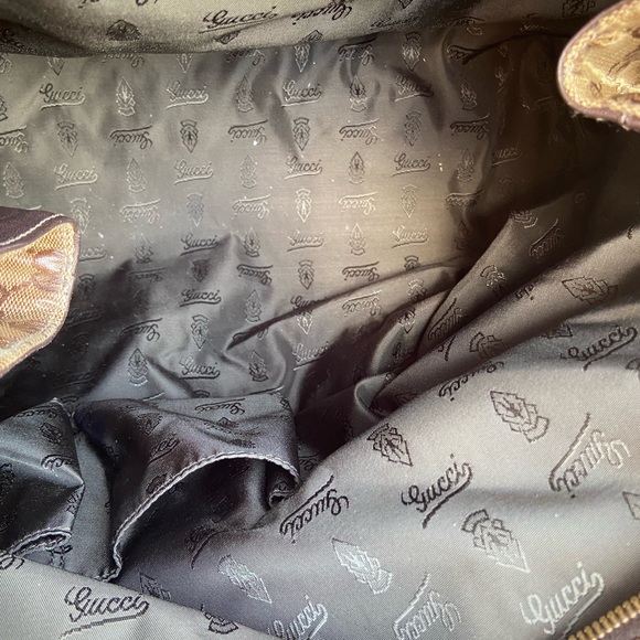 Gucci Top Handle Hysteria Bag Crystal Coated Large Beige Patent Gg Canvas Tote - Picture 12 of 12